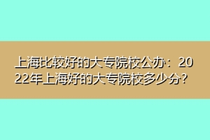 上海比较好的大专院校公办：2022年上海好的大专院校多少分？