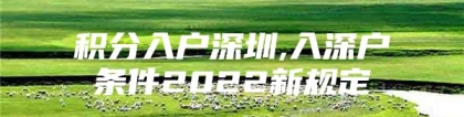 积分入户深圳,入深户条件2022新规定