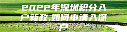 2022年深圳积分入户新政,如何申请入深户