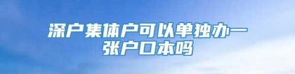 深户集体户可以单独办一张户口本吗