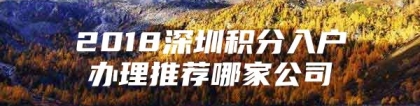 2018深圳积分入户办理推荐哪家公司