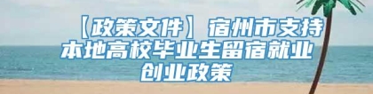 【政策文件】宿州市支持本地高校毕业生留宿就业创业政策