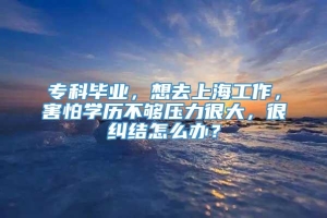 专科毕业，想去上海工作，害怕学历不够压力很大，很纠结怎么办？