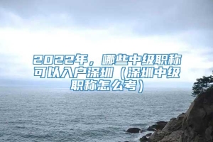 2022年，哪些中级职称可以入户深圳（深圳中级职称怎么考）