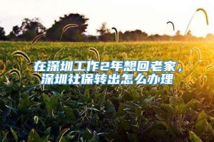 在深圳工作2年想回老家，深圳社保转出怎么办理