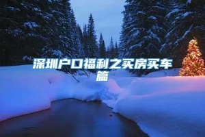 深圳户口福利之买房买车篇