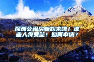 深圳公租房新规来啦！这些人将受益！如何申请？