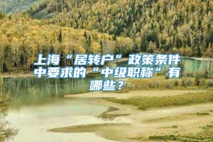 上海“居转户”政策条件中要求的“中级职称”有哪些？