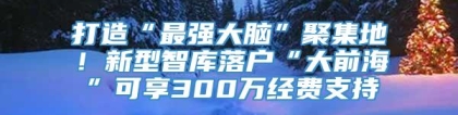 打造“最强大脑”聚集地！新型智库落户“大前海”可享300万经费支持