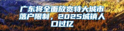 广东将全面放宽特大城市落户限制，2025城镇人口过亿