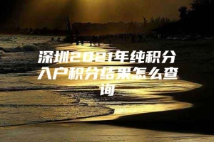 深圳2021年纯积分入户积分结果怎么查询