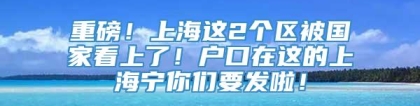 重磅！上海这2个区被国家看上了！户口在这的上海宁你们要发啦！