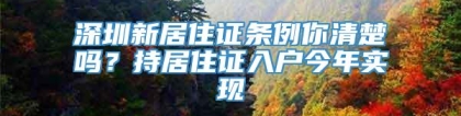 深圳新居住证条例你清楚吗？持居住证入户今年实现