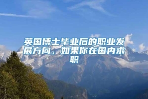 英国博士毕业后的职业发展方向，如果你在国内求职