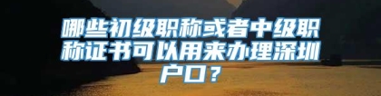 哪些初级职称或者中级职称证书可以用来办理深圳户口？