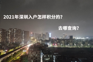 2021年深圳入户怎样积分的？去哪查询？