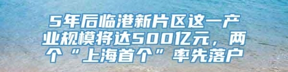 5年后临港新片区这一产业规模将达500亿元，两个“上海首个”率先落户