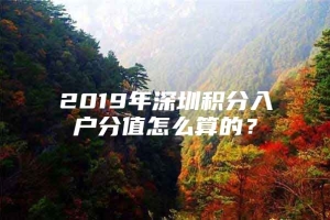 2019年深圳积分入户分值怎么算的？