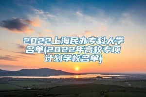 2022上海民办专科大学名单(2022年高校专项计划学校名单)