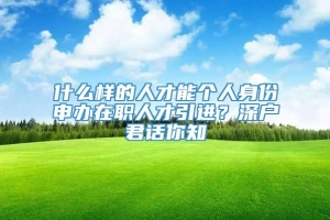 什么样的人才能个人身份申办在职人才引进？深户君话你知