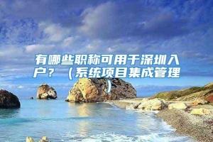 有哪些职称可用于深圳入户？（系统项目集成管理）