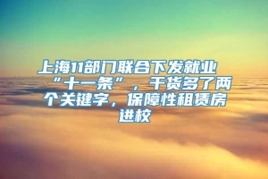 上海11部门联合下发就业“十一条”，干货多了两个关键字，保障性租赁房进校