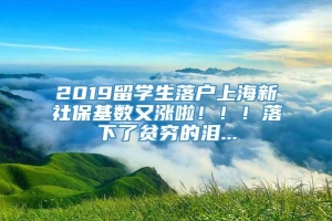 2019留学生落户上海新社保基数又涨啦！！！落下了贫穷的泪...