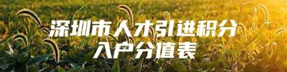 深圳市人才引进积分入户分值表