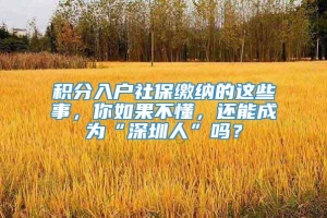 积分入户社保缴纳的这些事，你如果不懂，还能成为“深圳人”吗？_重复