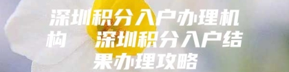 深圳积分入户办理机构  深圳积分入户结果办理攻略