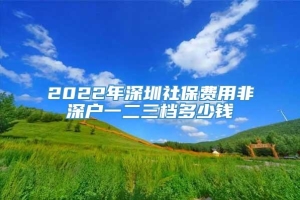 2022年深圳社保费用非深户一二三档多少钱