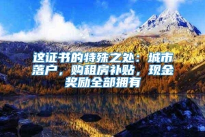 这证书的特殊之处：城市落户，购租房补贴，现金奖励全部拥有