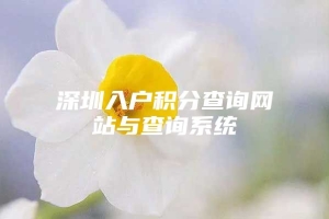 深圳入户积分查询网站与查询系统