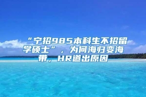 “宁招985本科生不招留学硕士”，为何海归变海带，HR道出原因