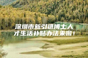 深圳市新引进博士人才生活补贴办法来啦！