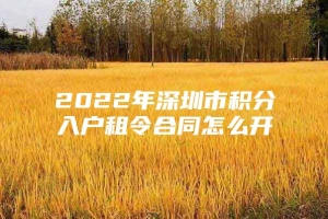 2022年深圳市积分入户租令合同怎么开