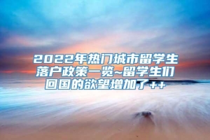 2022年热门城市留学生落户政策一览~留学生们回国的欲望增加了++