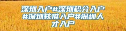 深圳入户#深圳积分入户#深圳核准入户#深圳人才入户