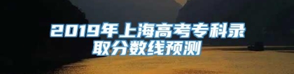 2019年上海高考专科录取分数线预测