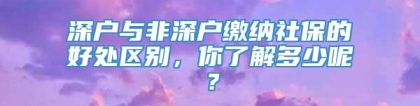 深户与非深户缴纳社保的好处区别，你了解多少呢？