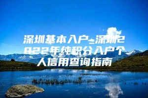 深圳基本入户_深圳2022年纯积分入户个人信用查询指南